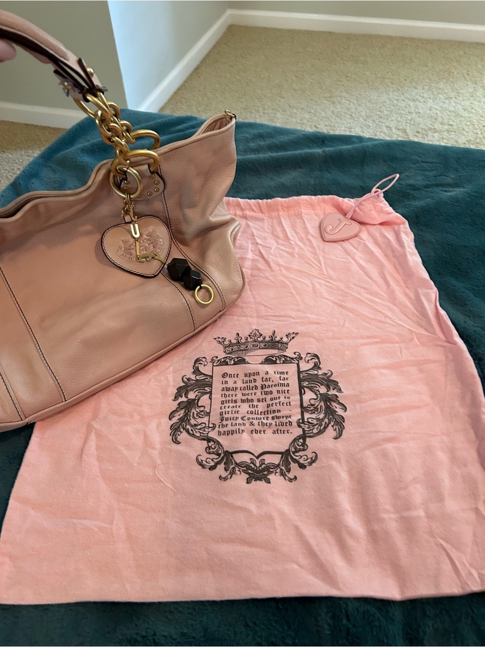 Juicy couture Pink Leather Tote Bag with Heart Charm -